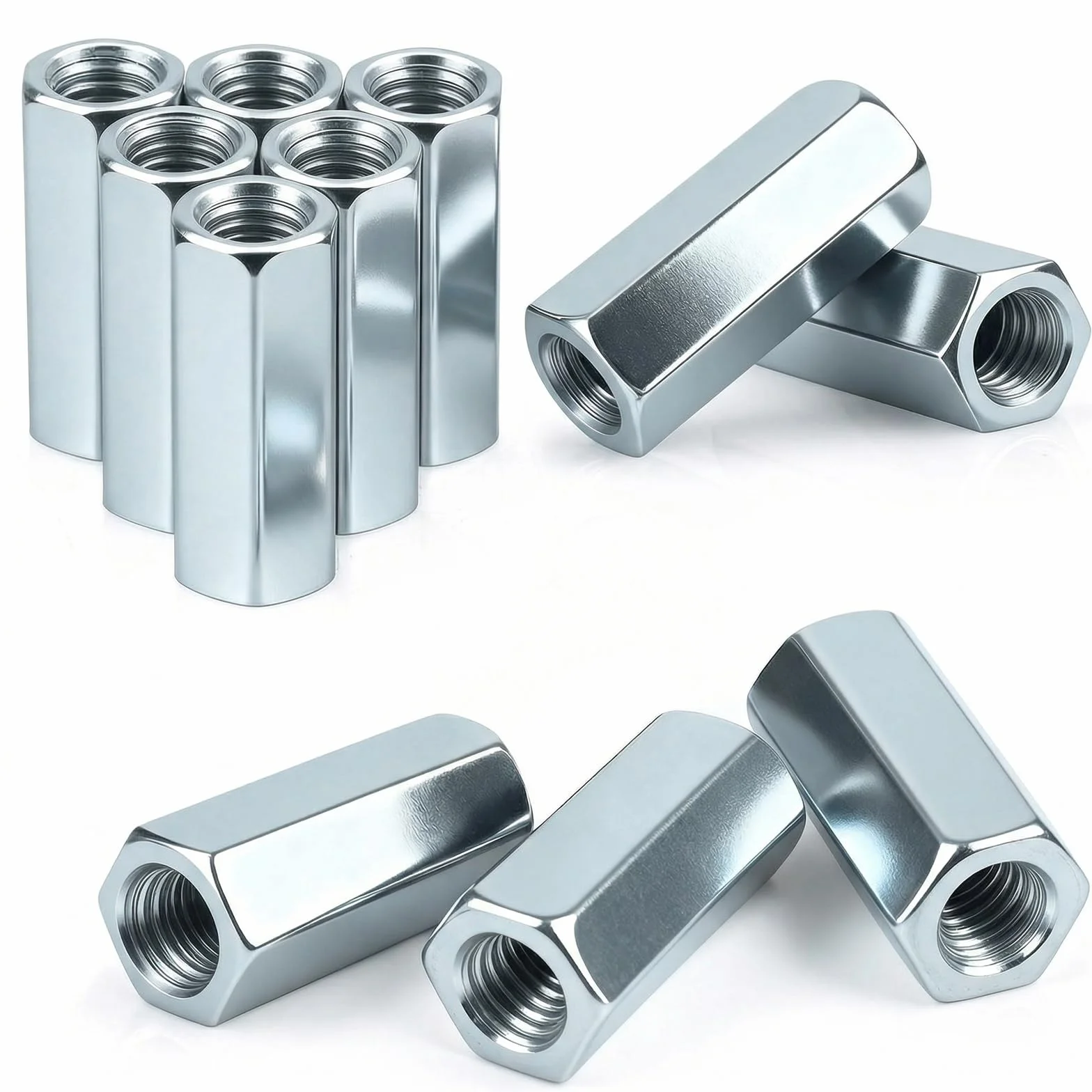 Tuerca larga M6 x 50 mm, 20 unidades, casquillos roscados, acero galvanizado, manguitos roscados hexagonales, manguitos espaciadores, tuerca de extensión para electrodomésticos de oficina