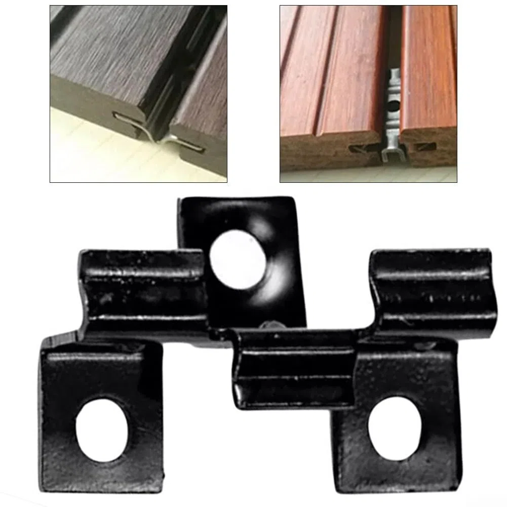 Clips compuestos de acero inoxidable para terrazas de jardín, fijaciones para exteriores, color negro, 100 piezas con espacio de 3 mm para suelos laminados, 7 mm, 8 mm, 9 mm, 10 mm (8 mm)