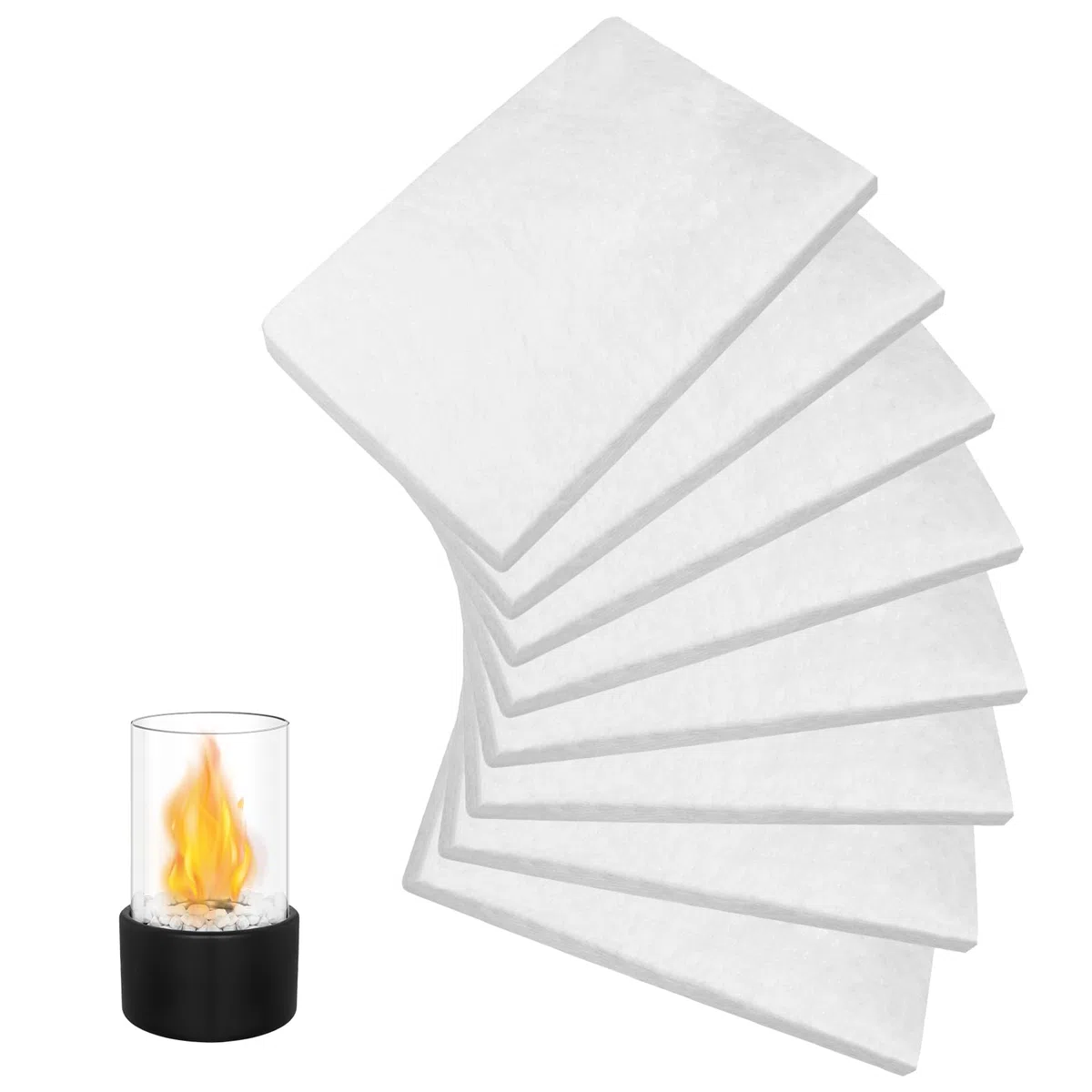 8 Piezas Lana de Ceramica Bioetanol, 30x20cm Esponja de Lana Cerámica Reemplazo Aislamiento de Fibra Cerámica para Fogatas de Mesa para Prolongar el Tiempo de Combustión