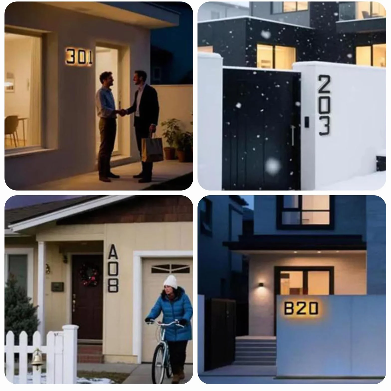 Números de casa con luz solar para exteriores, dirección LED impermeable de 22,86 cm, grandes números de casa exteriores modernos iluminados, visibilidad nocturna (7)