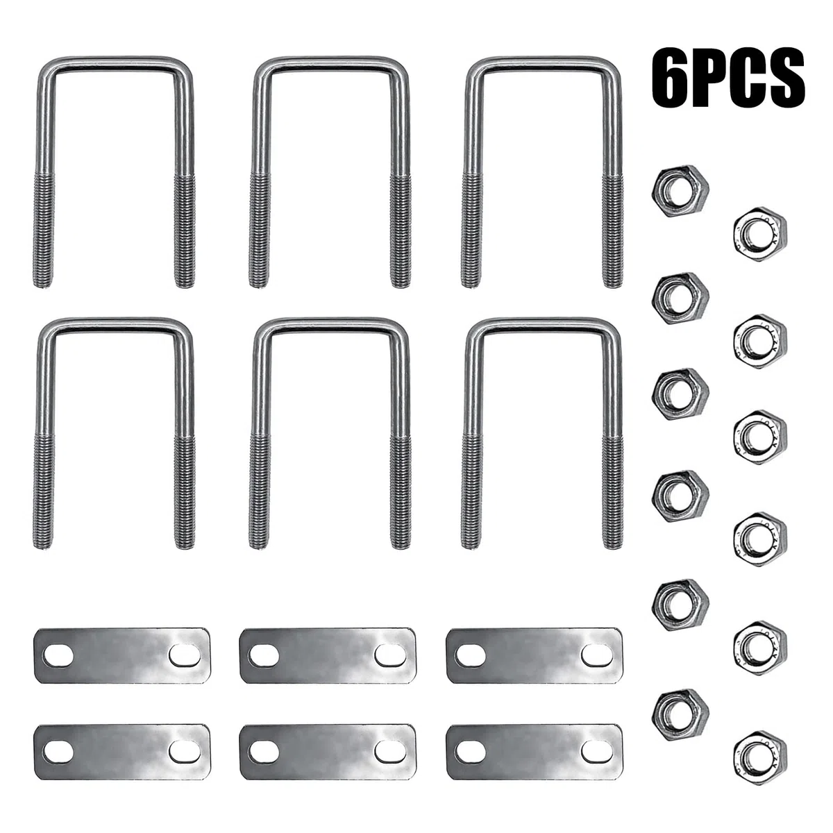 Pernos en U M8, 6 Piezas Tornillos en U Acero Inoxidable, Perno en Forma de U, Abrazadera Cuadrada Per nos con Tuercas Placa de Marco, M8 U-Pernos para Aplicaciones Industriales (40 X 100 mm)