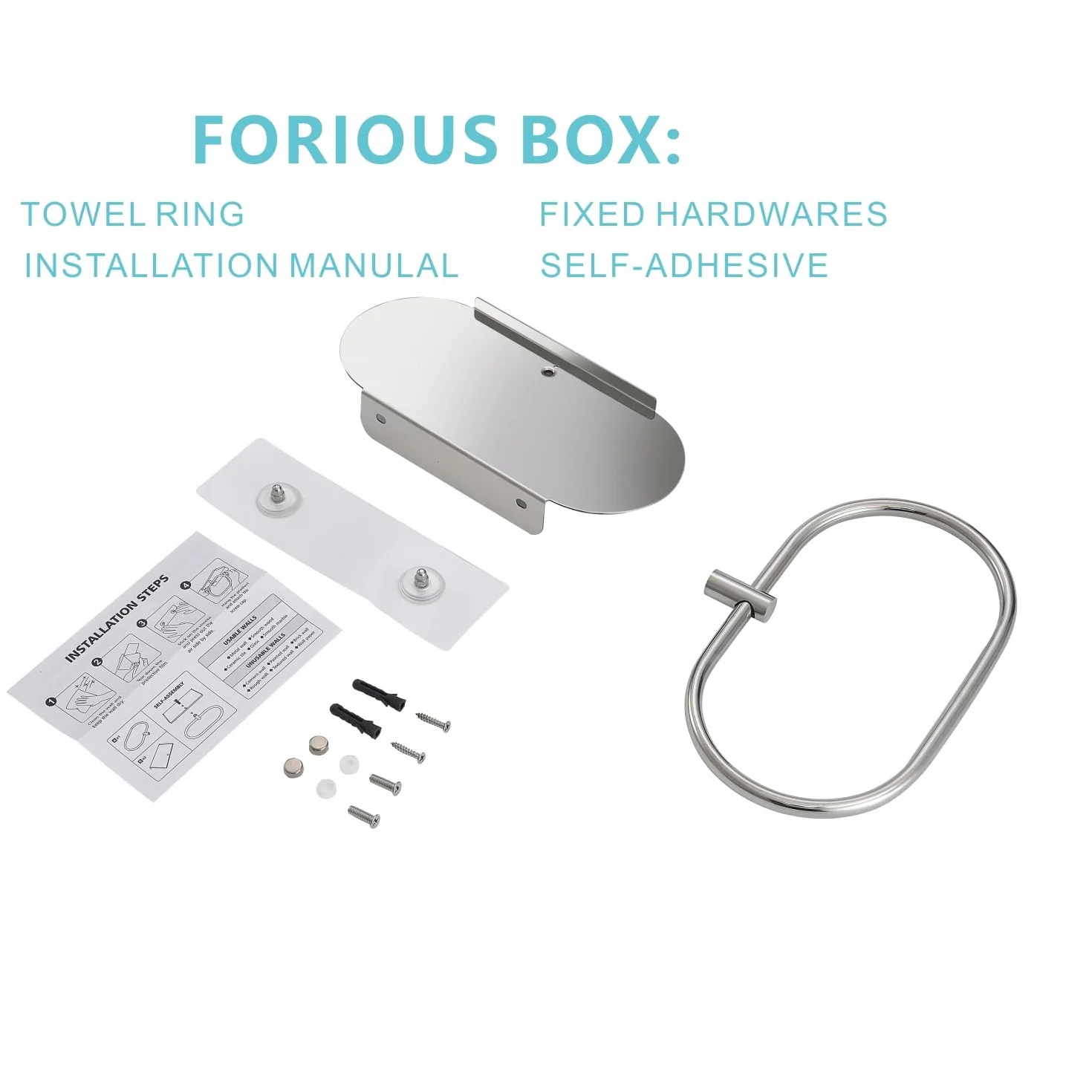 Anillo de Toalla con Estante de Acero, Soporte Adhesivo de Acero Inoxidable, Anillo de Toalla de Mano Autoadhesivo para Baño, Colgador de Toallas Montado en la Pared para Baño (Cromado)