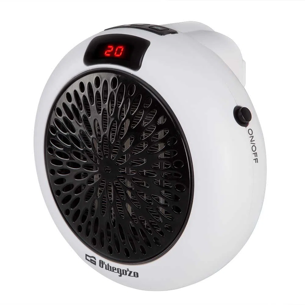 Orbegozo CR 4000 – Mini calefactor cerámico de enchufe, 2 velocidades, temporizador, display LED, termostato ajustable, sin cables, 600 W