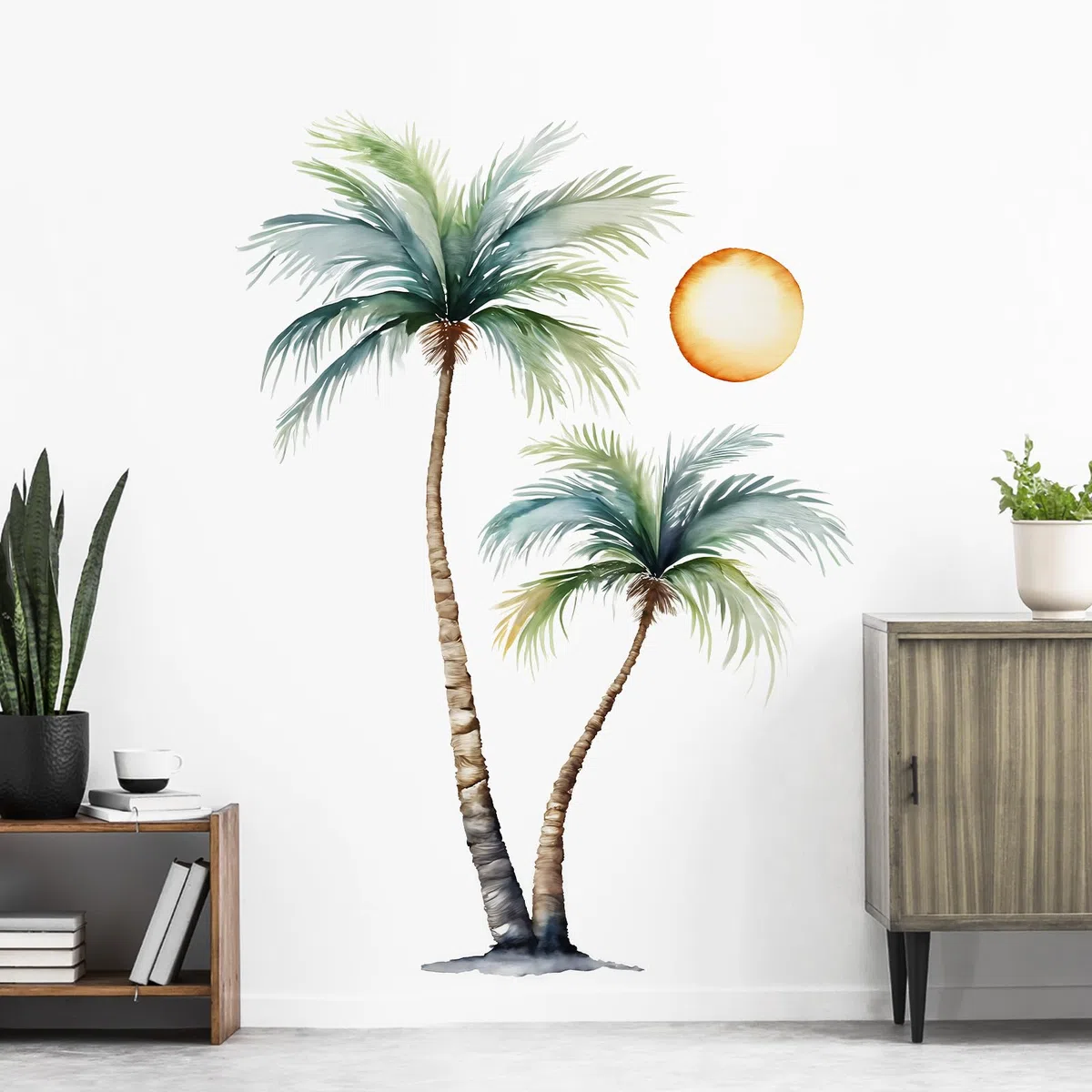 Tanlaby Graz Design - Adhesivo decorativo para pared, diseño de palmeras y plantas tropicales, para salón, dormitorio, pasillo y baño