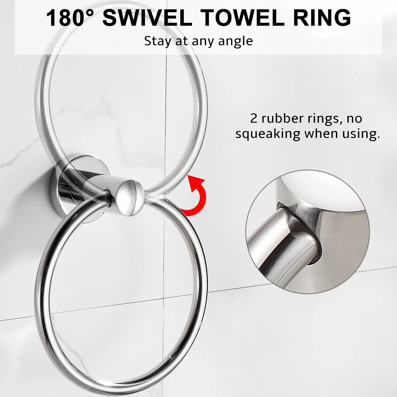 BGL Toallero de acero inoxidable 304 cromado de estilo contemporáneo, accesorios de baño (toallero)