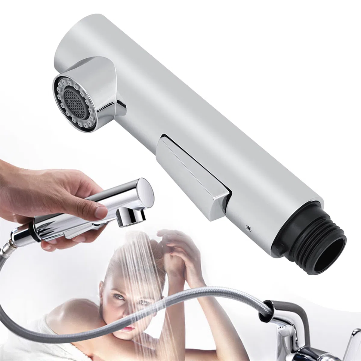 Joyzan Rociador Grifo, G1/2 Repuesto Cabezal Grifo Cocina Boquilla Pulverizador Electroplaca Ducha Fregadero Cabeza Baño Extraíble Agua Alcachofa Extraible Desplegable 360 Grado Granja Lavanderia