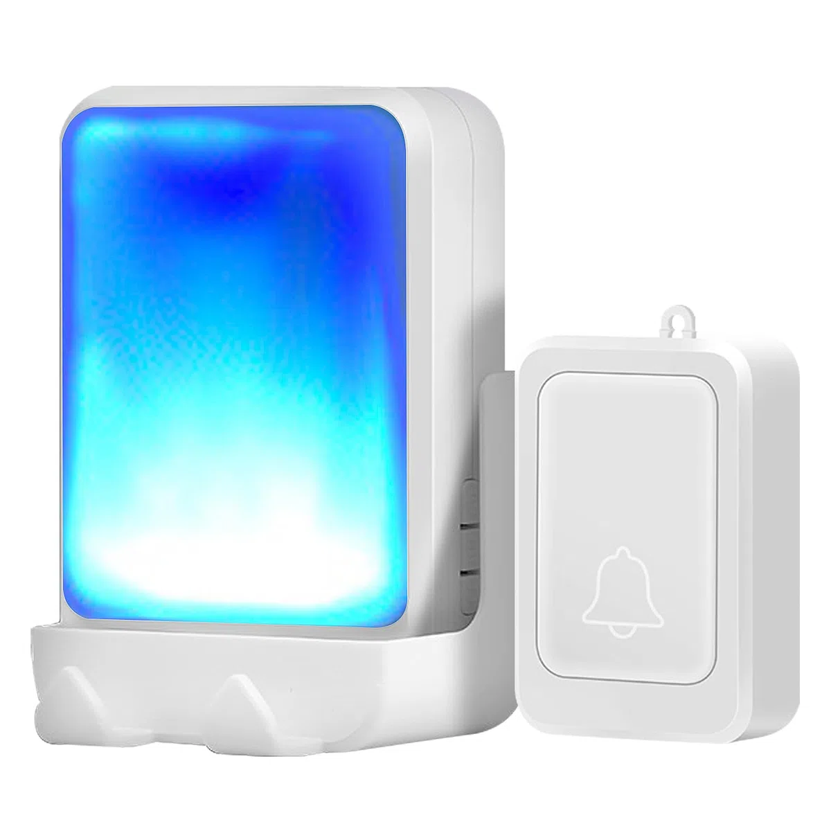 Timbre de Puerta con Flash Sonoro con 7 Colores de Luz Brillante y 4 Volúmenes, Timbres Inalámbricos 183 metros, en Casa/Oficina, Adecuado para Personas Mayores, Personas con Discapacidad Auditiva