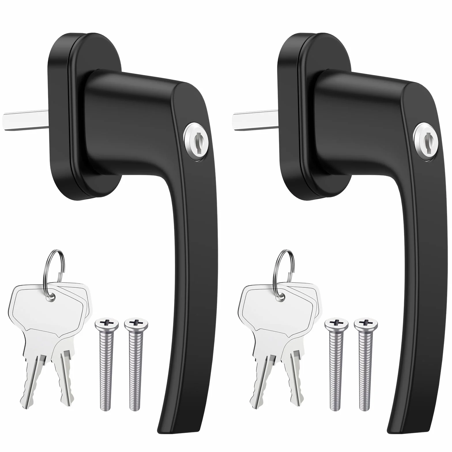 AUTOUTLET Manijas de Aluminio para Ventanas, Manijas de Seguridad, Cerradura de Ventana, Dispositivo de Seguridad para Niños, Manija de Puerta de Balcón de Ventanas con Llaves Iguales (2pcs Negro)