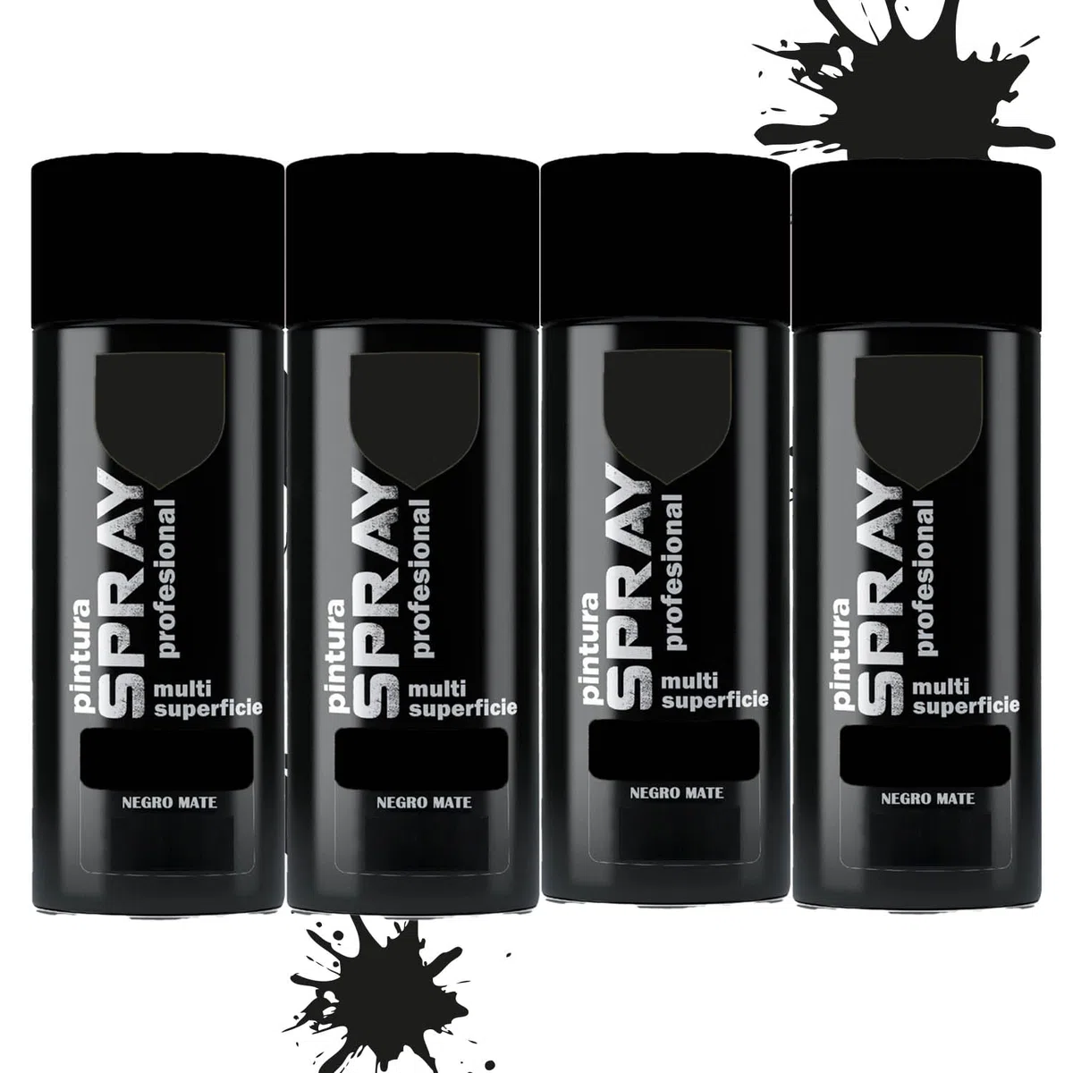 various Pintura Spray Negro Mate de 400 ml Adecuado para las Superficies de Metal, Madera y Plástico Pack de 4 Unidad