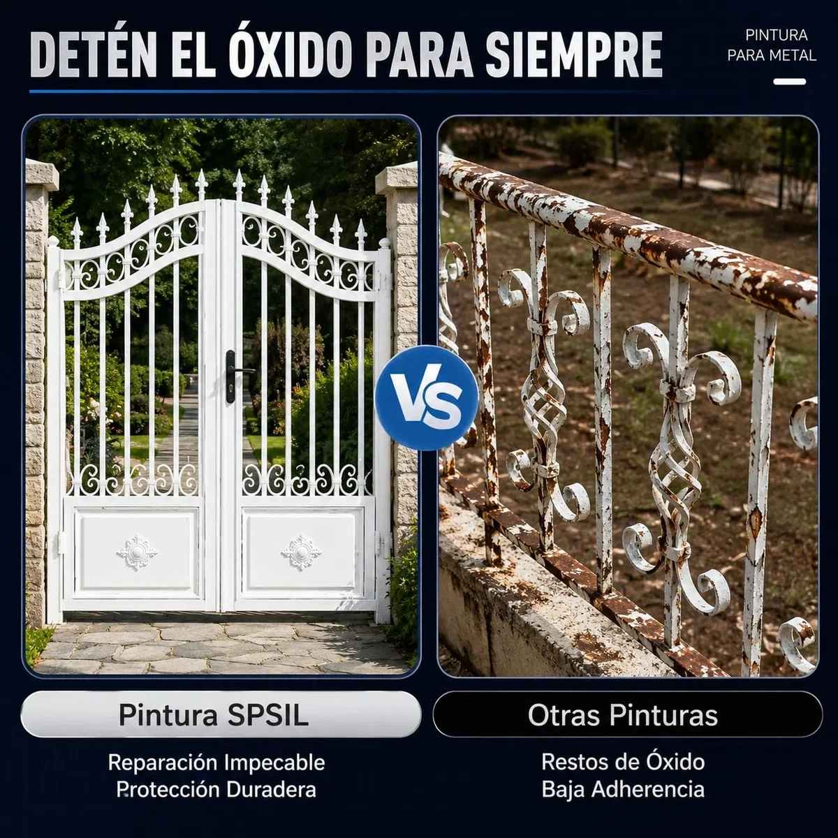 SPSIL Esmalte Antioxidante Plata 750ml Directo sobre Óxido Pintura Antióxido Metal Hierro Uso Exterior e Interior