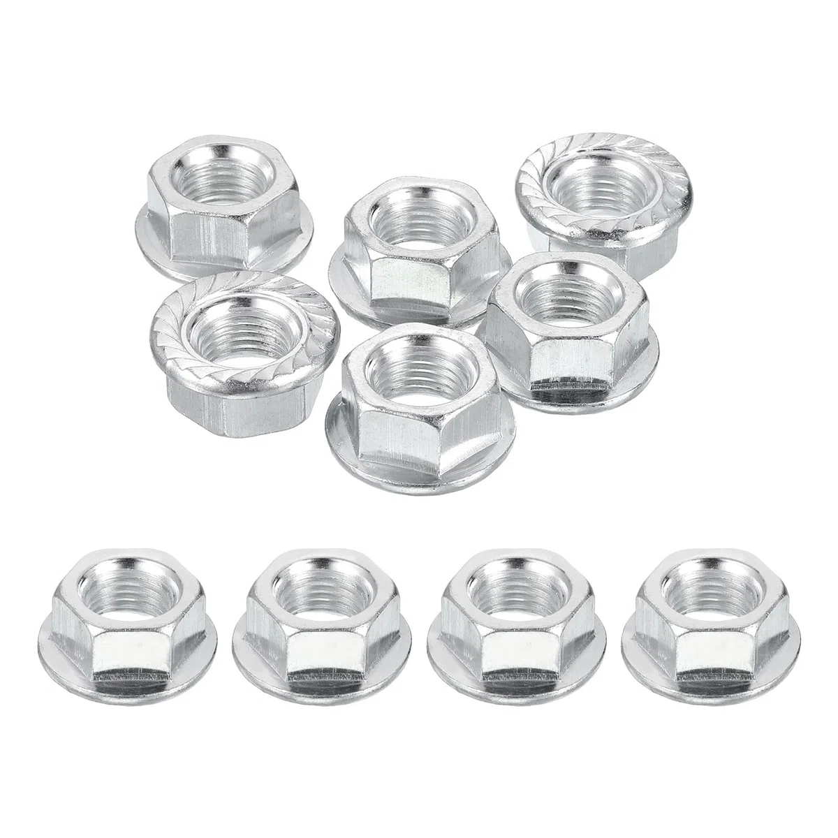 PATIKIL M14 x 1,5 mm, brida moleteada, tuercas hexagonales, 10 unidades, rosca fina métrica, acero al carbono, tuerca hexagonal antideslizante para ingeniería mecánica, uso DIY plata