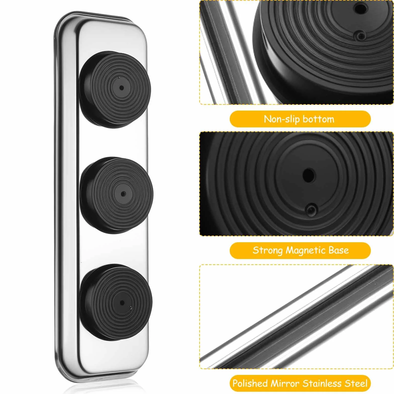 3 Pcs Bandejas Magnéticas para Tuercas y Tornillos, Bandeja Magnética de Acero Inoxidable para Piezas Herramientas Taller Mecanico Herramientas Metálicas (22,6 x 6,5 cm)