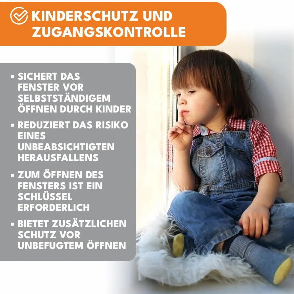 KRUMAD Tirador de ventana con cerradura, color blanco, tirador de ventana con llave y botón de presión, mango de aluminio estable para seguridad infantil y protección antirrobo, para ventanas y