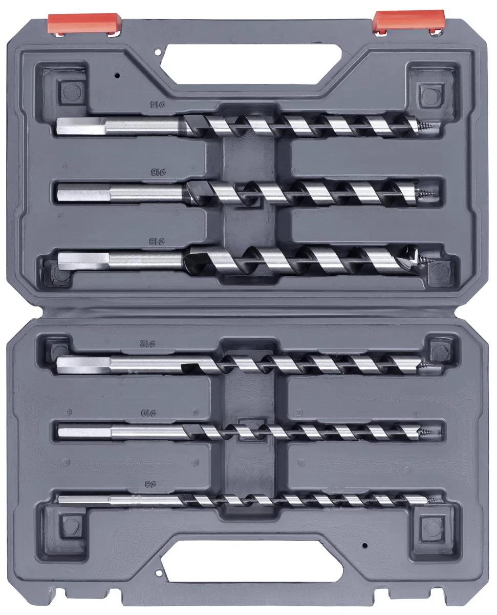 kwb Juego de brocas de serpiente para madera, 6 piezas, 8 – 18 mm, en estuche de plástico