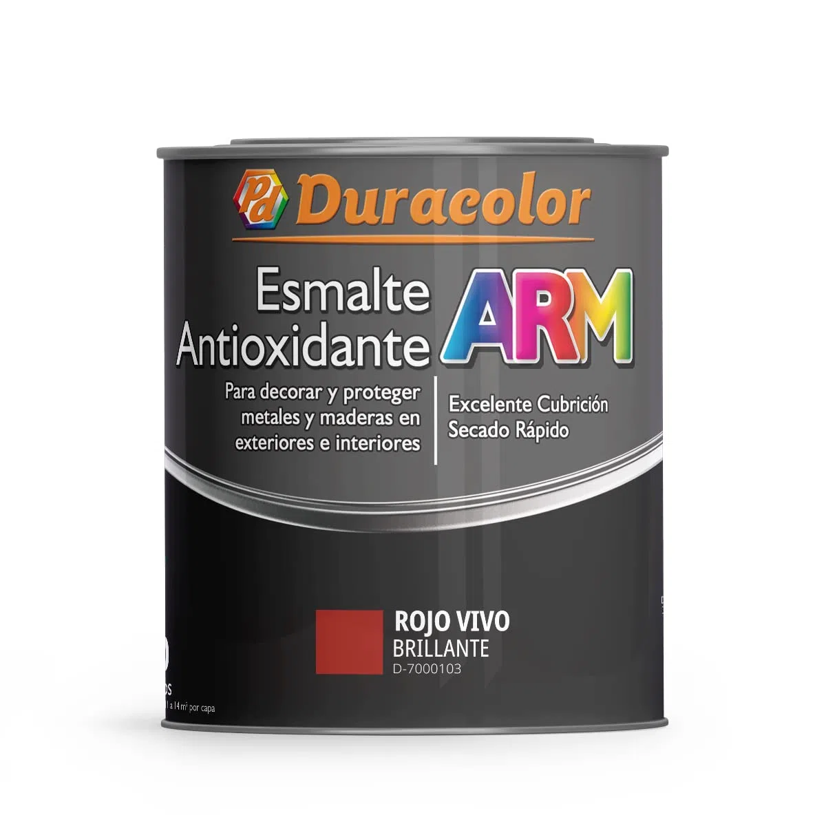 Esmalte Antioxidante ARM - Color Rojo Vivo - 750 ml - Superficie Exterior e Interior - Acabado Brillante y de Rápido Secado - Excelente Dureza y Resistencia - Duracolor