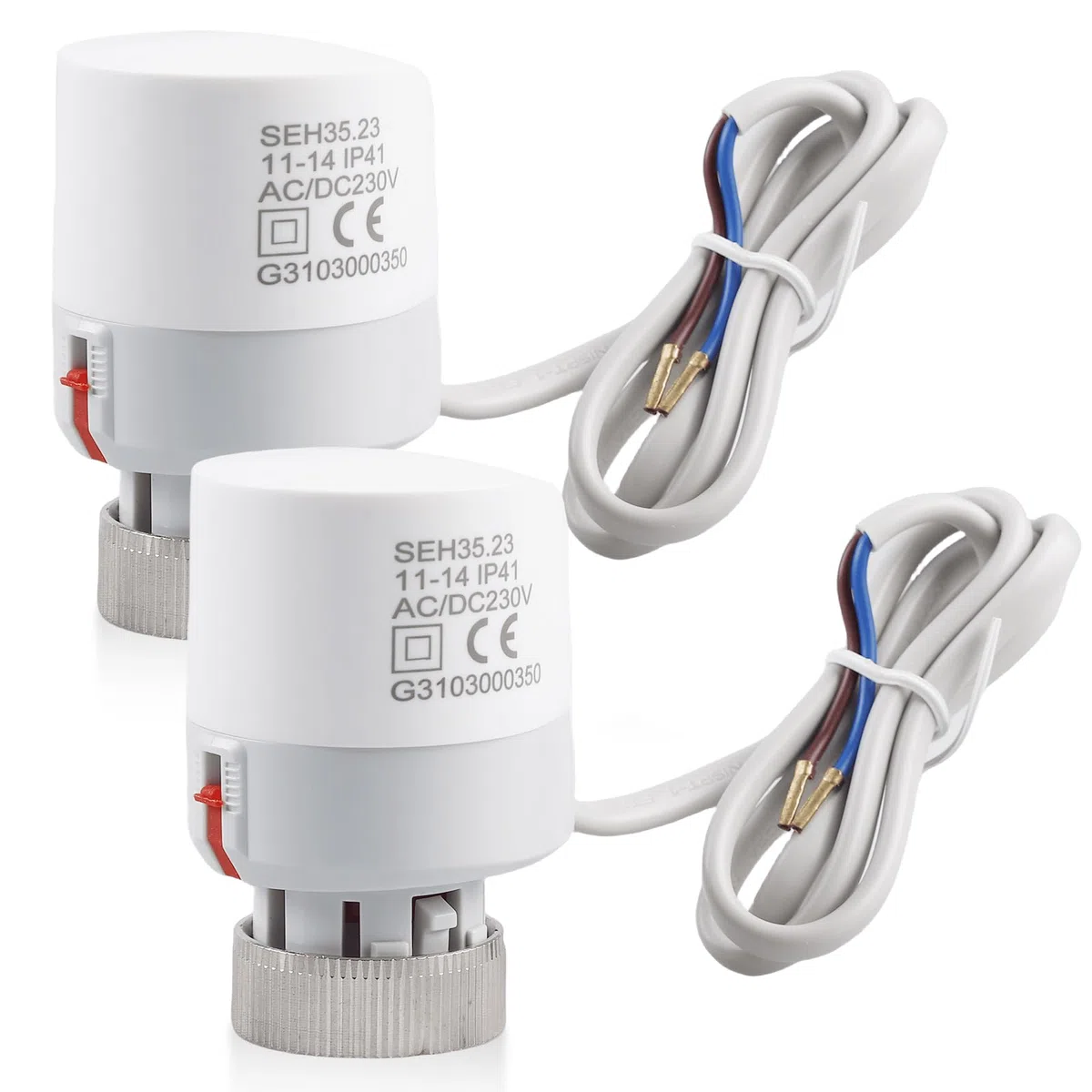 BORDEAG Actuador Térmico de Alto Rendimiento: 2 Unidades Actuador Térmico Eléctrico, Funcionamiento Confortable, Para Calefacción por Suelo (230V, M30x1,5, Blanco)
