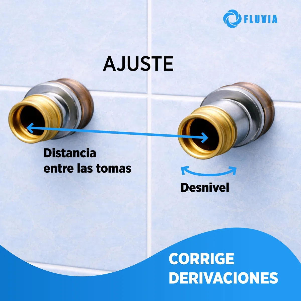 Juego de Excéntricas 2,5 cm para Grifería, Conexión 1/2" a 3/4", con Embellecedores Incluidos, Ajuste de Distancia, Instalación Fácil, Acabado Cromado