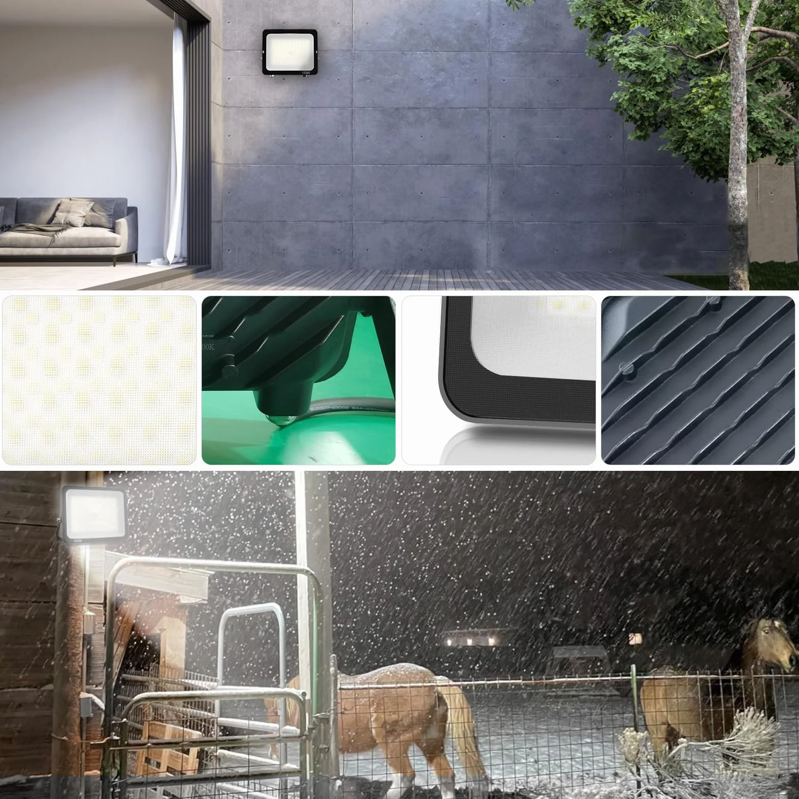 Foco LED Exterior 50W, Proyector IP66 Impermeable Luz Exterior 6500K Blanco Frío, Iluminación de Seguridad para Casa,Patio,Garaje,Terraza