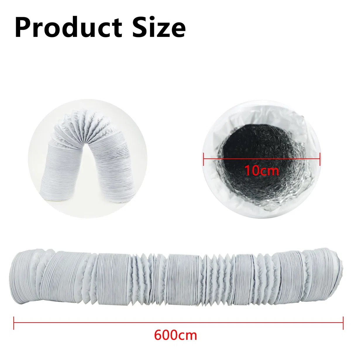 Ø 100 mm Tubo Flexible de Salida de Aire 6 m Tubo Aire Flexible di Aluminio PVC para Extractor de Aire Climatización Secadora Conducto de Aire de Ventilación Sistemas con 2 Abrazaderas