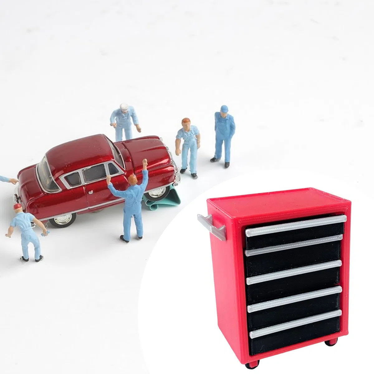 Armario de Garaje a Escala 1:18, Accesorios para Talleres de Coches, Maqueta de Carro de Herramientas, Utilería para Escena de Reparación de Coches