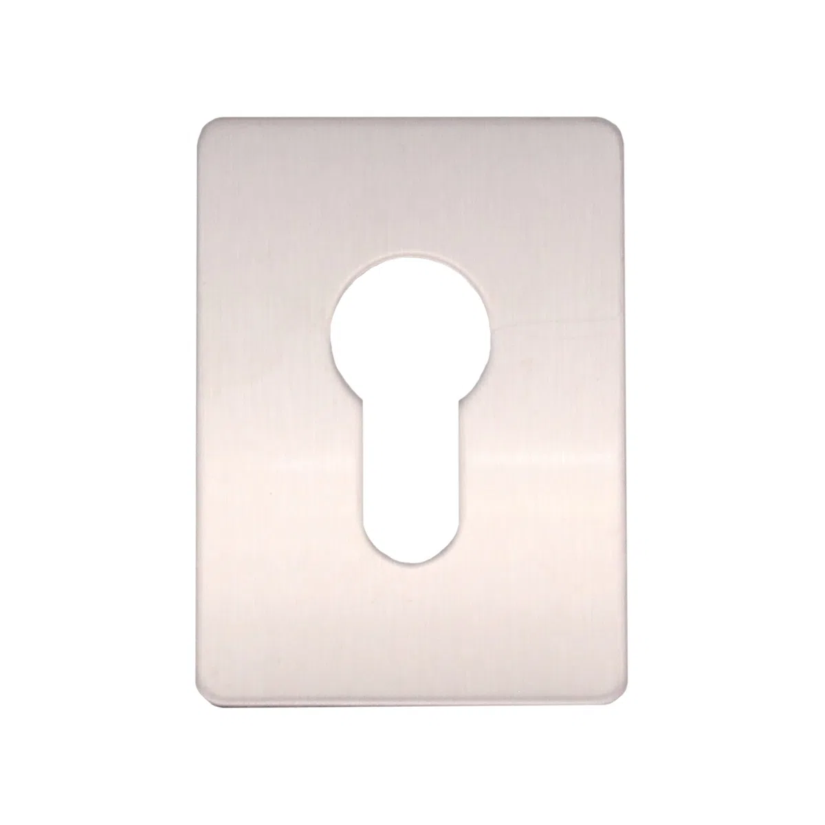 Placa de reparación para cerradura con llavero Euro, autoadhesiva, acabado satinado, acero inoxidable, 65 x 47 mm