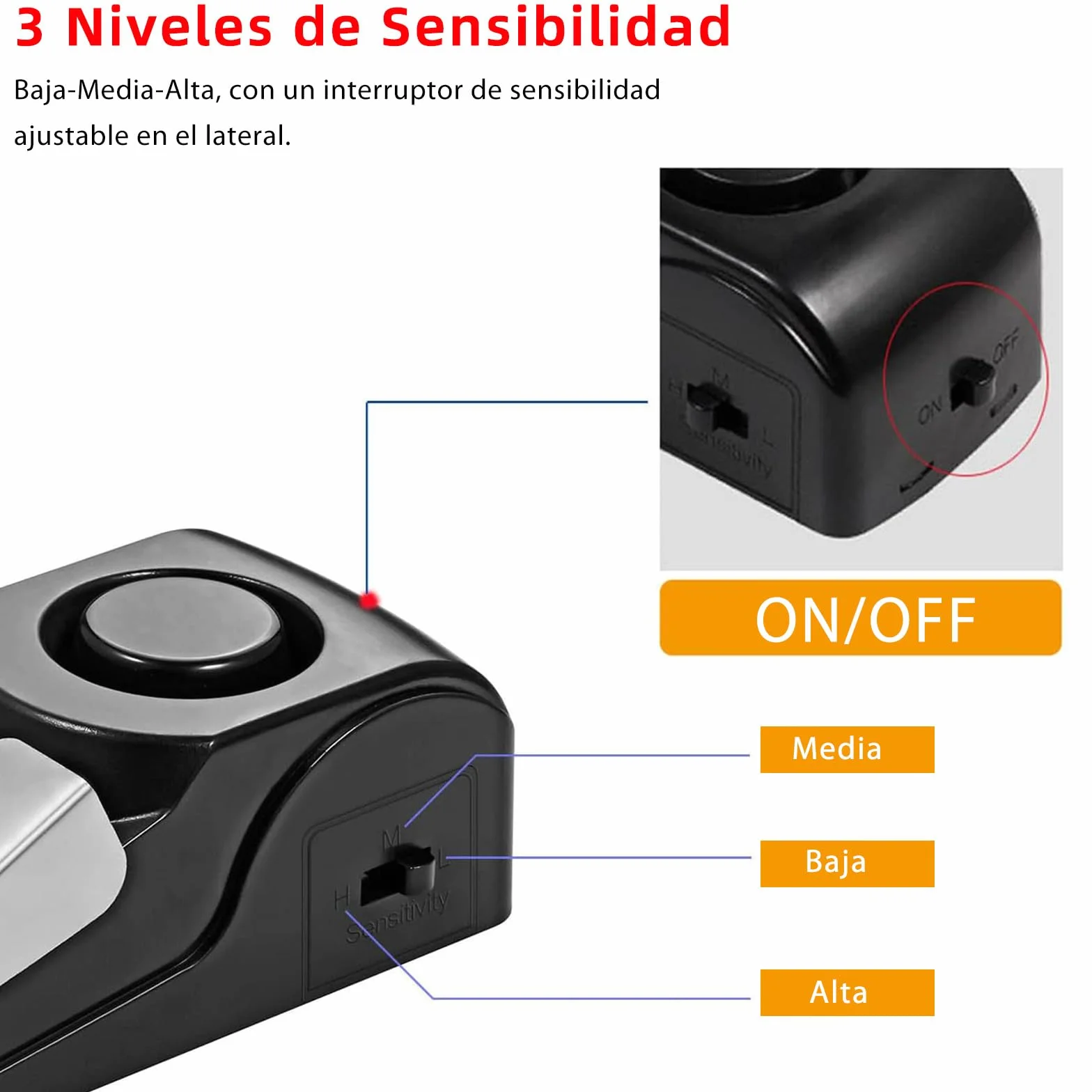 Tope de puerta inalámbrico con alarma 120 dB antirrobo para hotel hogar viaje 2 unidades