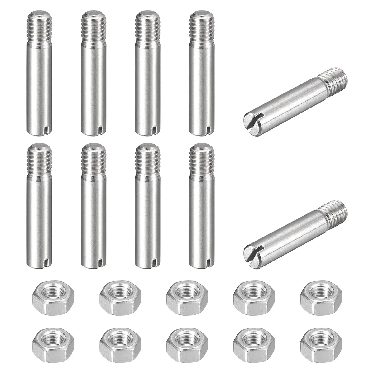 QUARKZMAN 10Pcs Pasador Cilíndrico Ranurado, M8 x 40mm Pasador de Acero Inoxidable 304 con Rosca Externa, Tornillo Ranurado con Tuerca para Instalación en Muebles y Gabinetes (GB878)