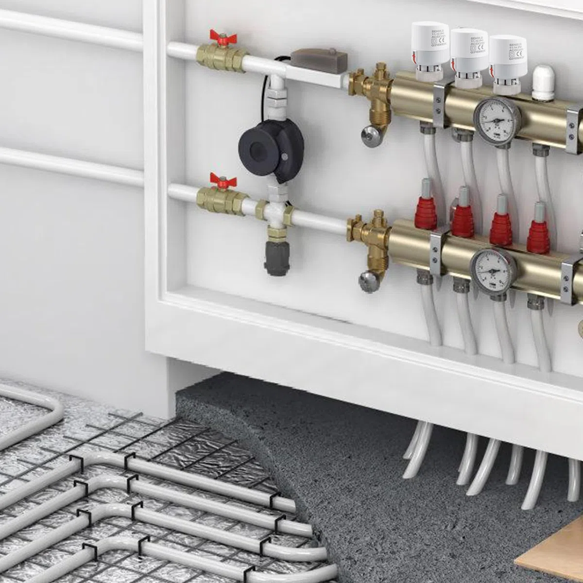 BORDEAG Actuador Térmico de Alto Rendimiento: 2 Unidades Actuador Térmico Eléctrico, Funcionamiento Confortable, Para Calefacción por Suelo (230V, M30x1,5, Blanco)