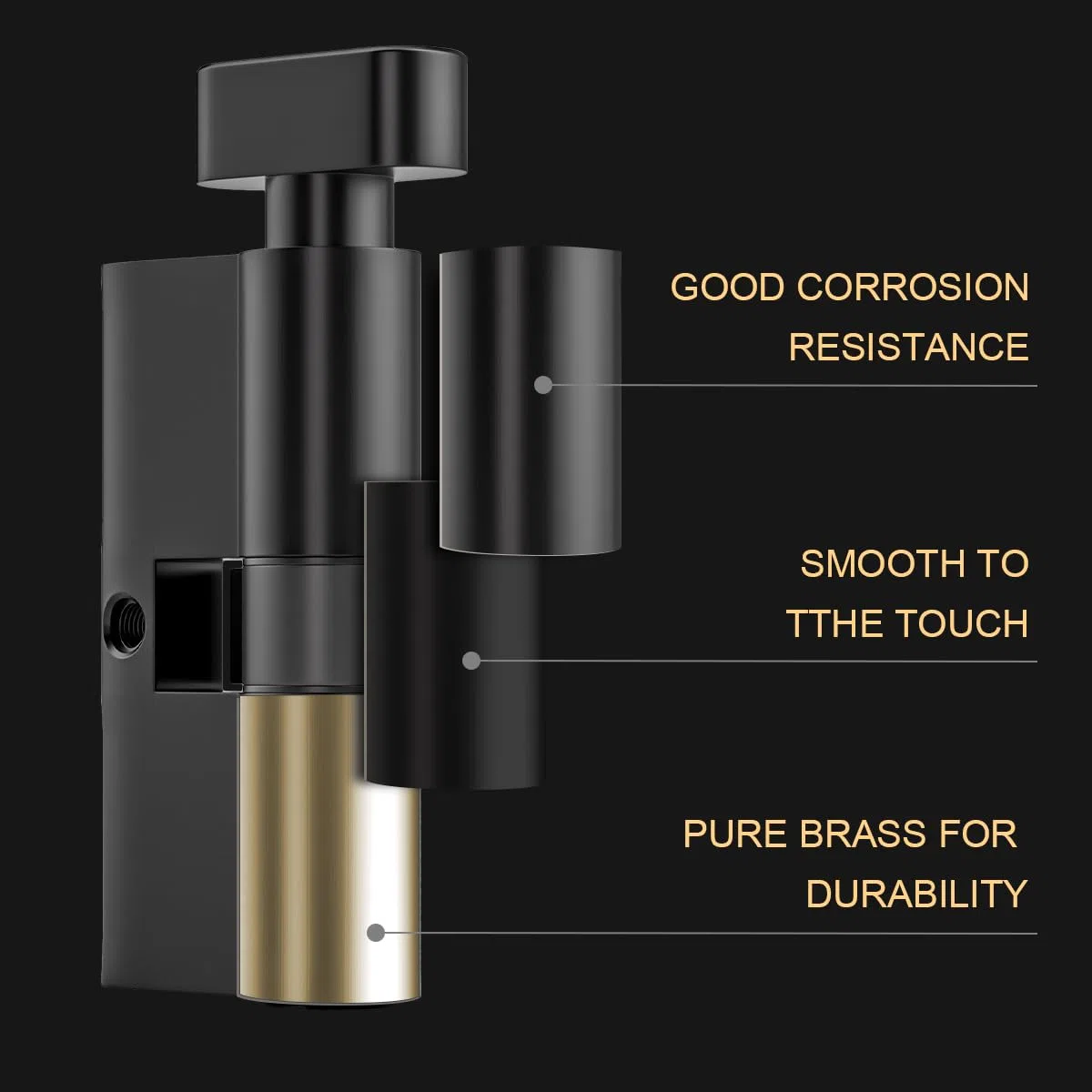 Bwintech 1 pieza 30T/30mm Euro Latón Cilindro, 60mm Thumbturn/Key Barrel Lock con 5 llaves de latón horizontales, tiene antirrobo, antiperforación, antigolpes, antigolpes, negro