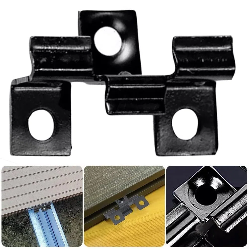 Clips compuestos de acero inoxidable para terrazas de jardín, fijaciones para exteriores, color negro, 100 piezas con espacio de 3 mm para suelos laminados, 7 mm, 8 mm, 9 mm, 10 mm (8 mm)