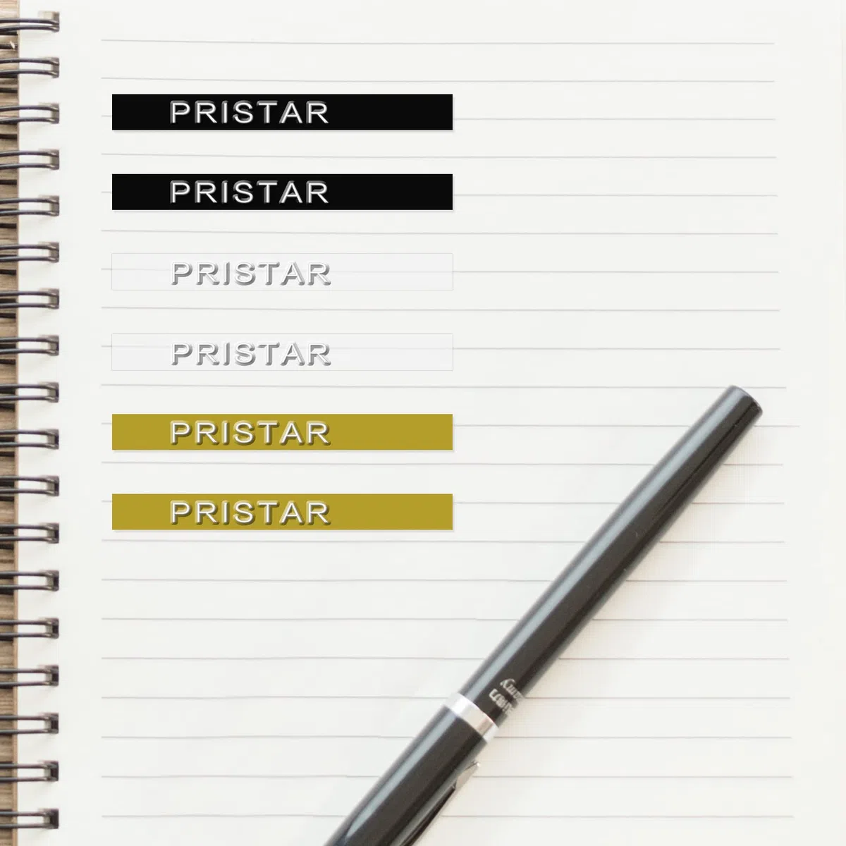Pristar Compatible Plástico Cinta 9mm x 3m Reemplazo para Dynmo 3D Autoadhesivo Cintas para Dynmo Junior Omega Motex E-101 E-303, Blanco sobre Negro/Transparente/Oro 12 Pack