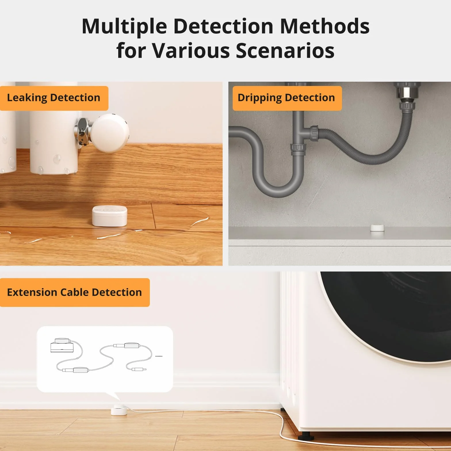 SONOFF SNZB-05P Detector de Agua Zigbee, Sensor de Agua para Hogares Inteligentes, Detector de Agua para Cocinas, Sótanos y Baños, Monitor de Agua Compatible con Alexa y Google , Requiere Hub Zigbee.