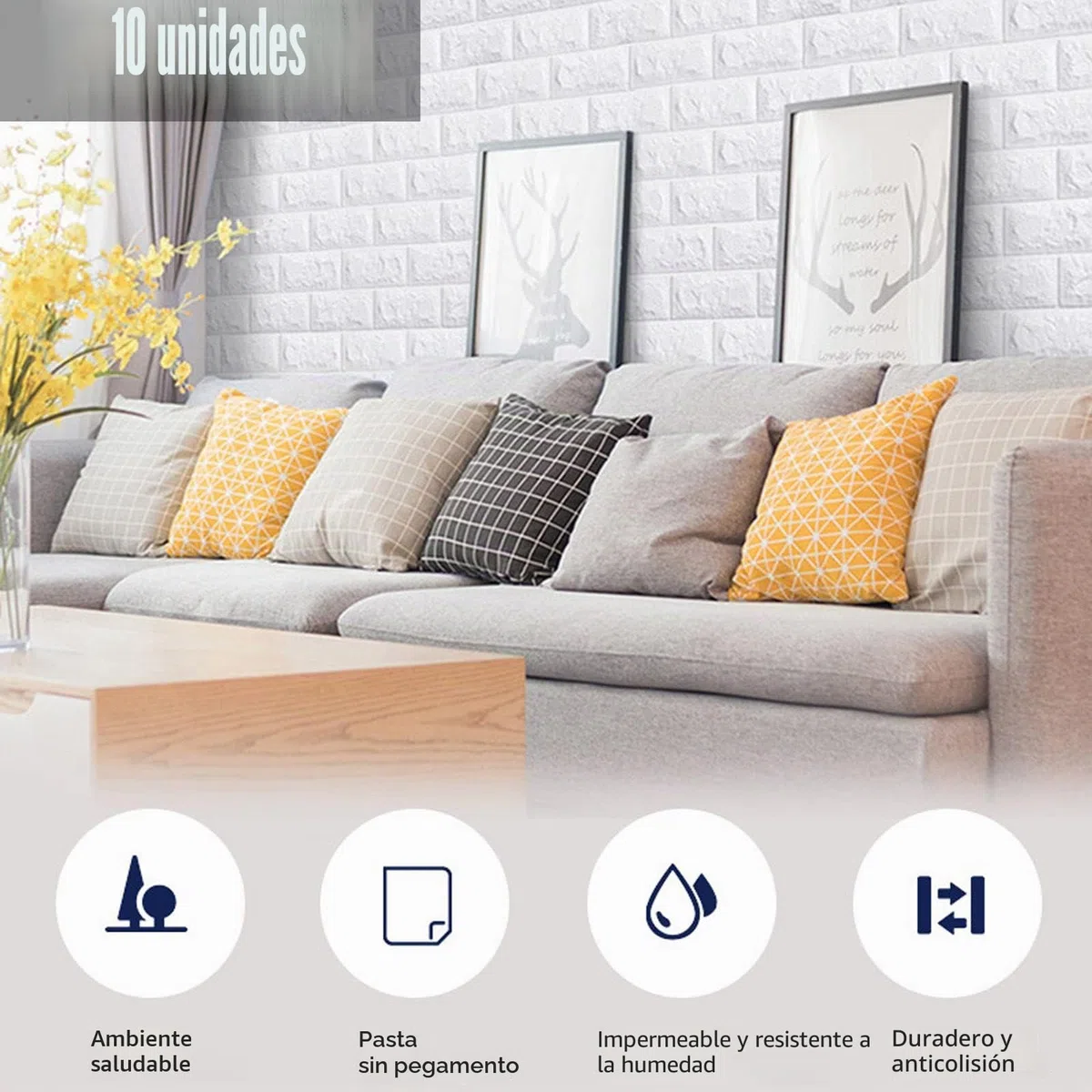 Papel Pintado 3D Ladrillo,10 Piezas PE de Espuma 3D Wallpaper, Autoadhesivo Grueso Impermeable DIY Pegatina de Pared Espuma 3D,para Salón Dormitorio Fondo de Pared Decoración de Arte (Blanco)