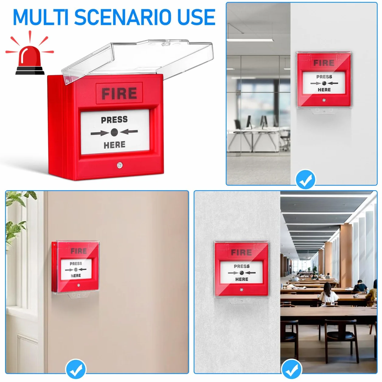 UKCOCO - Botón de alarma contra incendios de cristal con desbloqueo manual de emergencia, controlador eléctrico para hogar, oficina y públicos, diseñado para activación rápida