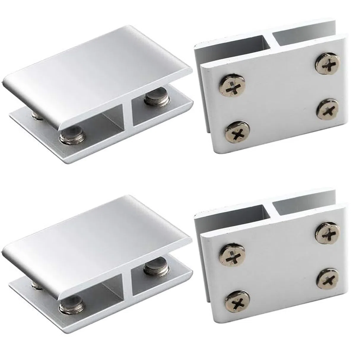 Abrazaderas de Vidrio 4 Piezas Soporte Vidrio 10mm-12mm Soporte Estante Cristal Abrazadera de Aleación de Aluminio para Gabinete Escalera Ducha Pared Clavijas Ajustables, 180 Grados