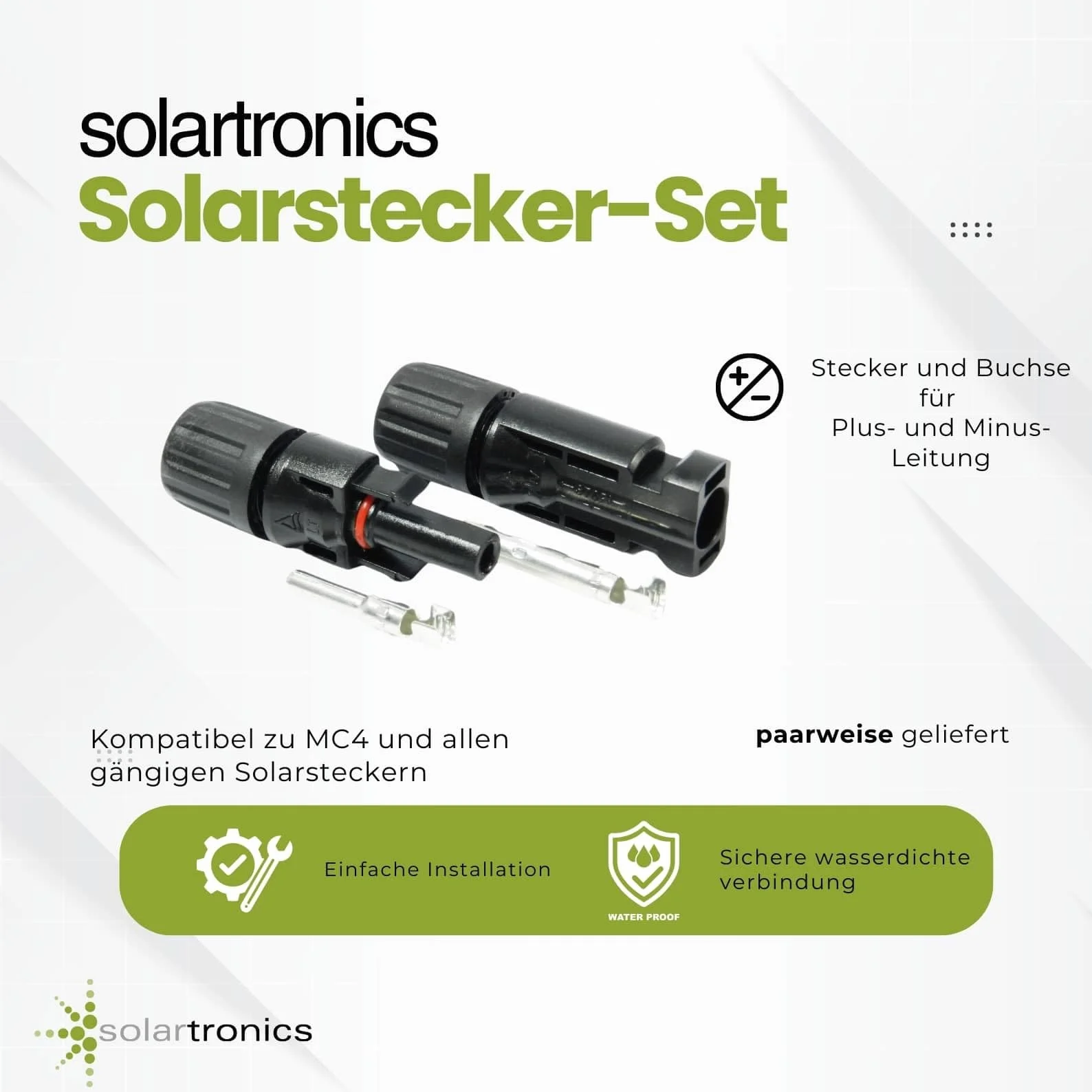 SOLARTRONICS 24 pares de conectores solares, macho/hembra, conectores de cable para panel solar IP67, resistente al agua, conector PV compatible con MC4, conector para cable solar de 4 mm² – 6 mm² con