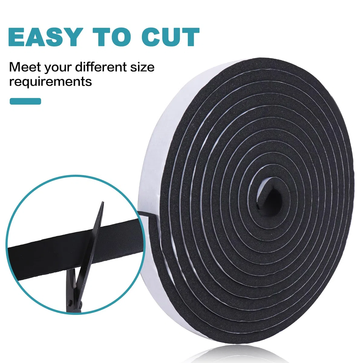 Cinta de espuma autoadhesiva,antivibraciones,aislamiento acústico,resistencia a los golpes,protección de muebles,juntas de espuma autoadhesiva para puertas y ventanas (25mmx20mmx5m)
