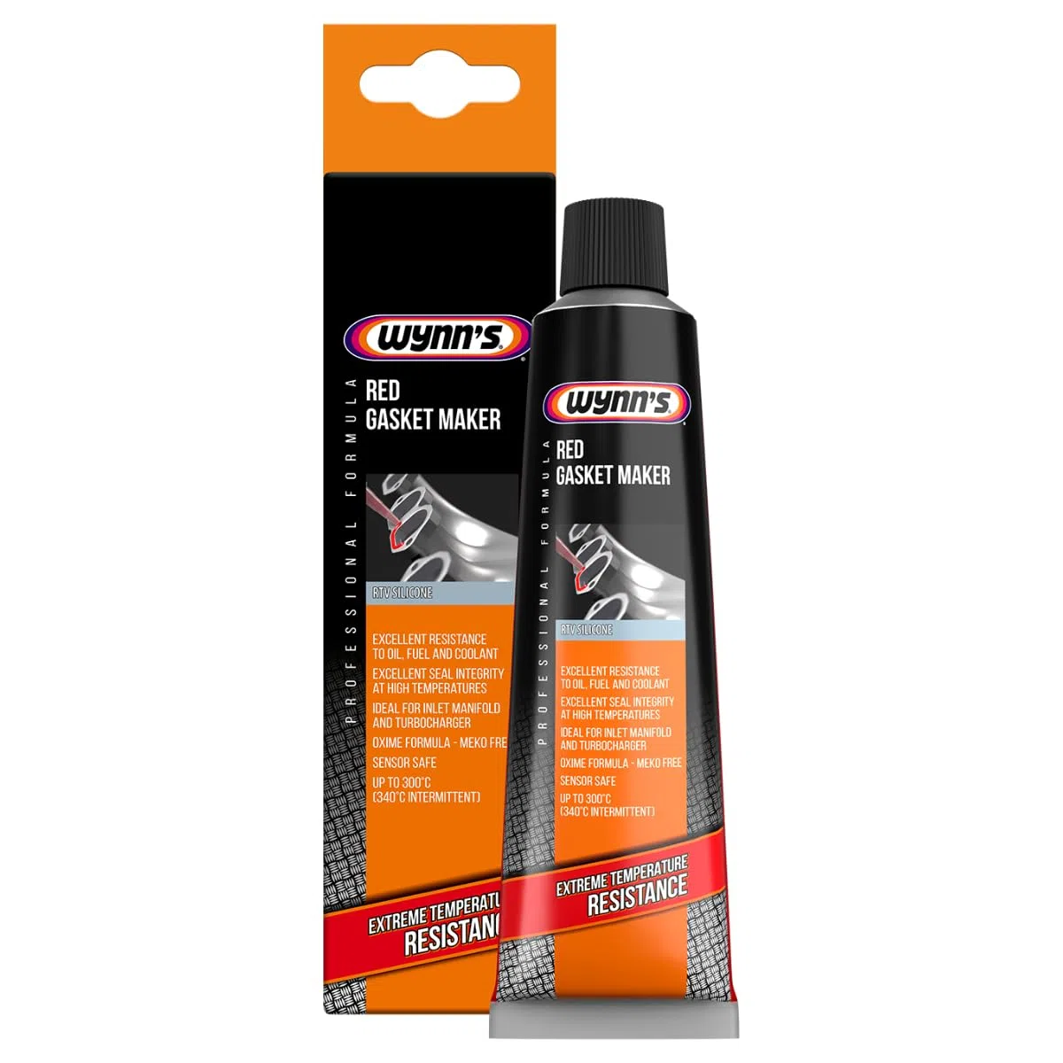 Wynn's Formador de Juntas Rojo – Silicona RTV Resistente a Altas Temperaturas – Ideal para Colectores de Admisión y Turbocompresores – Sellado Duradero y Seguro para Sensores – 80 ml