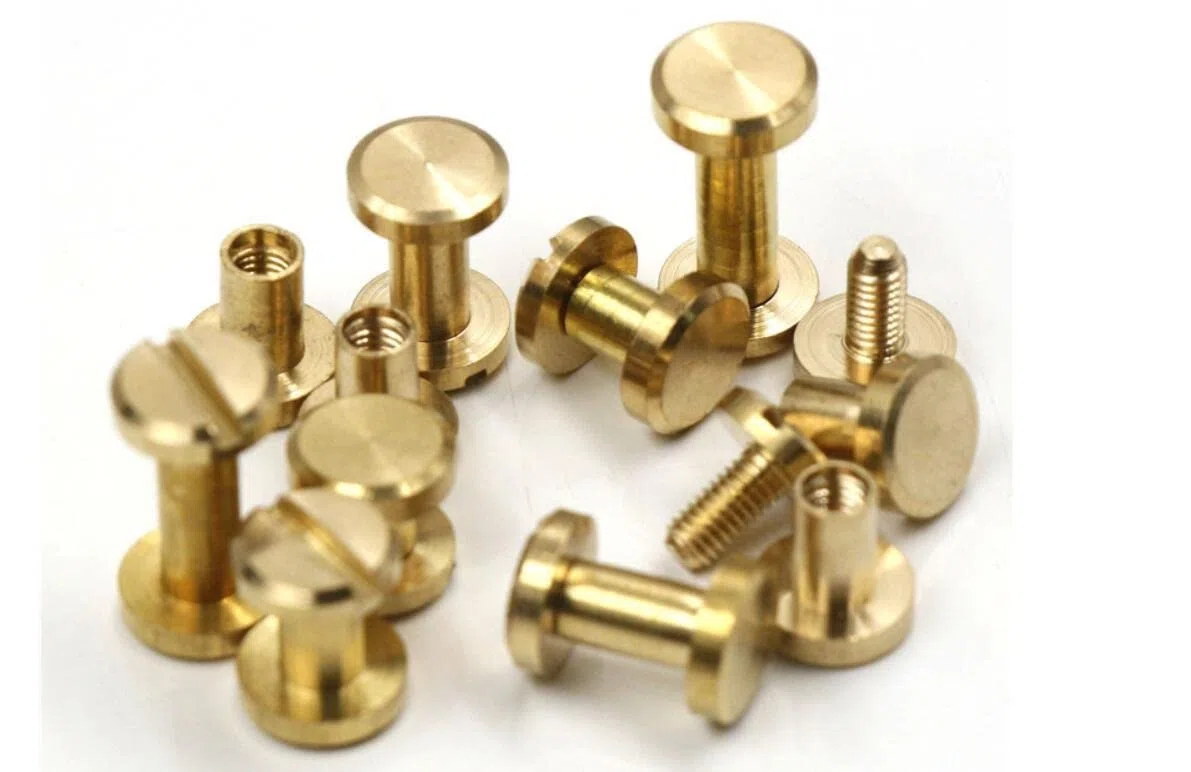 20 unids de latón sólido de encuadernación de latón Chicago Tornillos de uñas Remaches for álbumes de Fotos Tachuelas de Cuero Tachuelas Cinturón Cinturón Sujetadores 10 / 8mm Casquillo