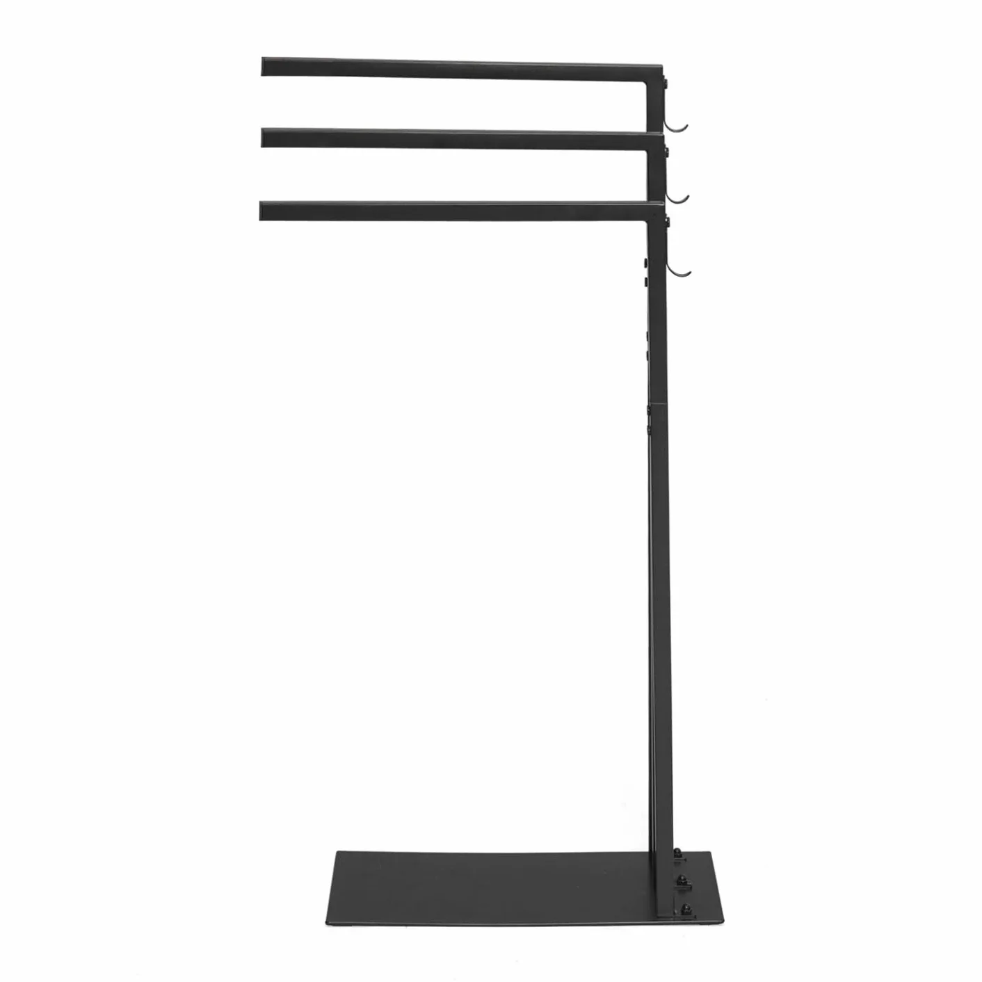 IDMarket - Toallero de pie con 3 barras laterales Dallas, de metal negro, diseño industrial