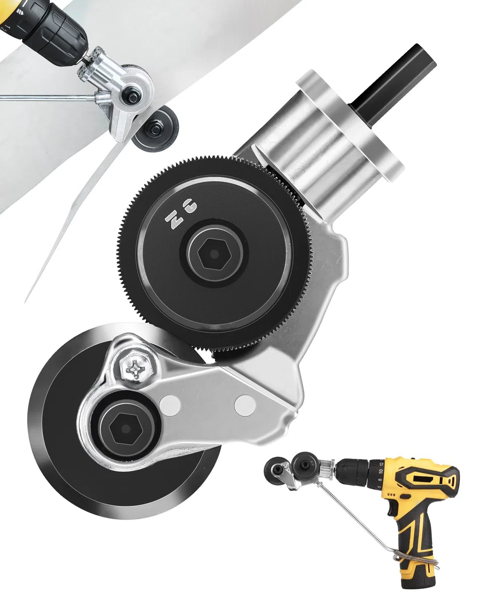 NETONDA Nibbler Tole - Tijeras de chapa eléctrica, cortador de placa de taladro eléctrico, accesorio de taladro de metal (metal, 12 V/21 V)