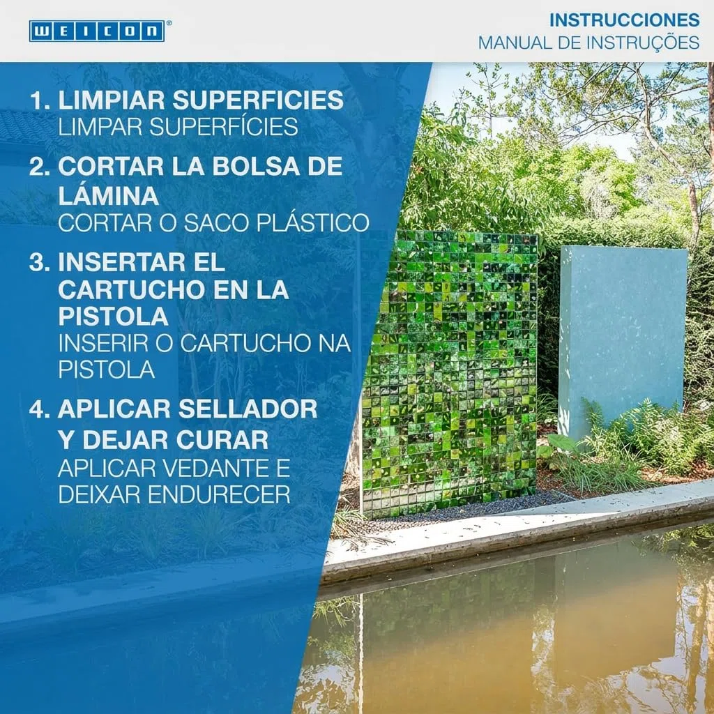 WEICON Adhesivo para Piedra Natural 290 ml, alta adhesión inicial, para todo tipo de piedra, para interior y uso exterior, sin disolventes, blanco