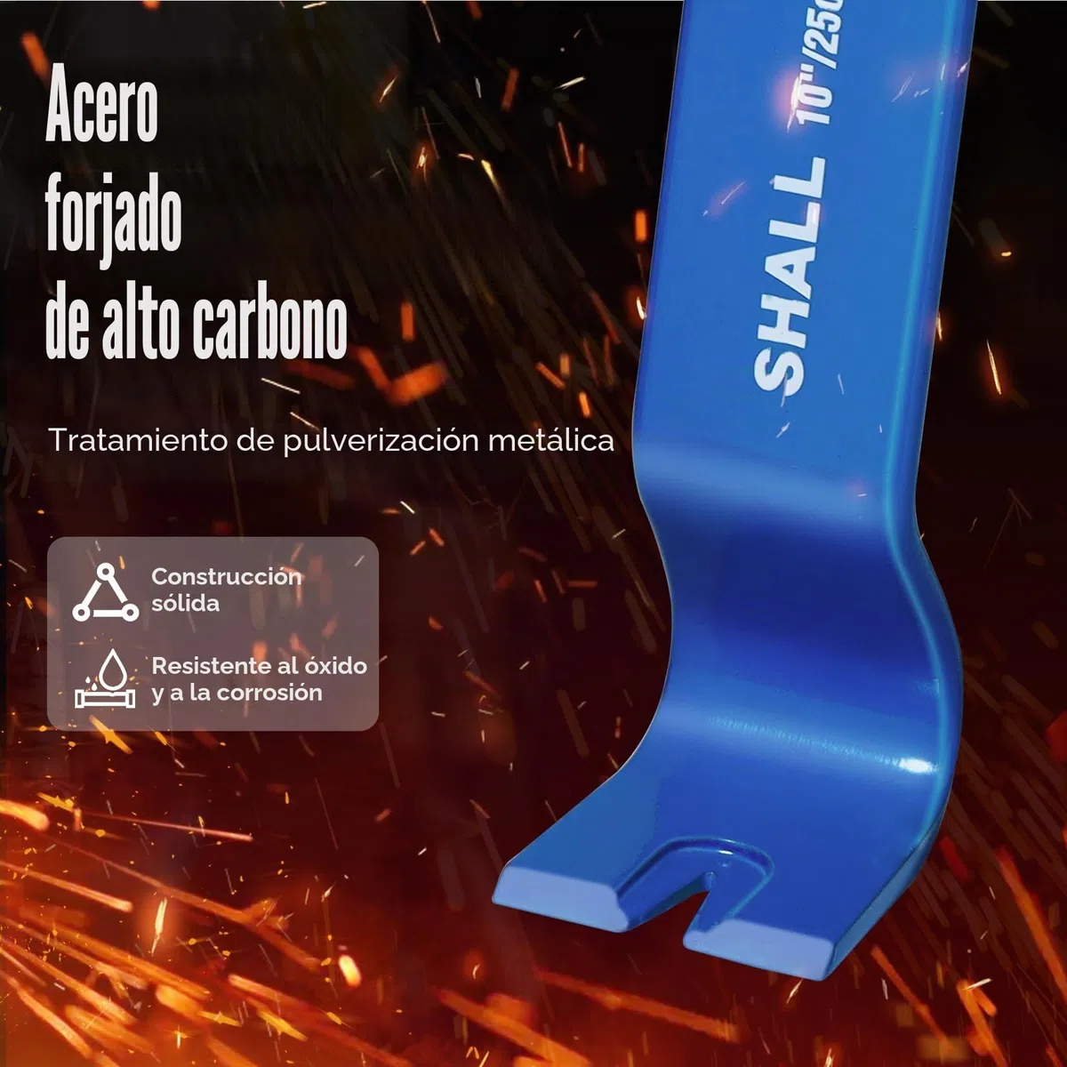 SHALL Juego de 4 palancas planas de 15 pulgadas, 10 pulgadas, 7.5 pulgadas, 5.5 pulgadas, barra de palanca resistente y mini extractor de clavos, barra de garra de utilidad, barra