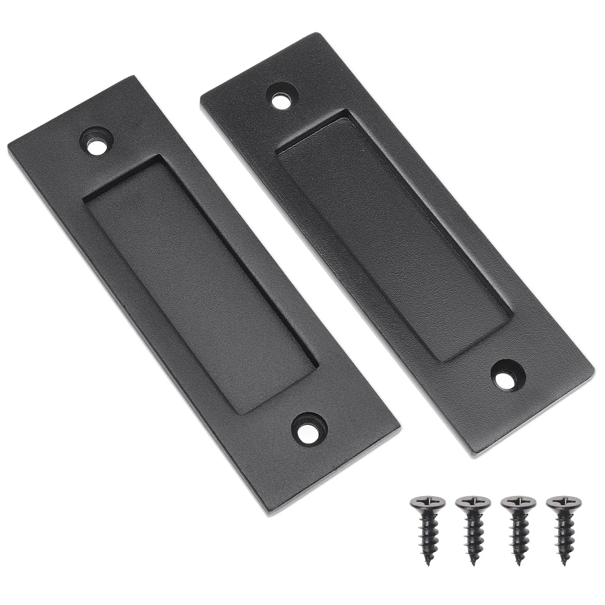 Eco-Fused 2x Tiradores de Dedo para Puertas Corredizas de Granero (Negro) con Tornillos Autorroscantes: Mango de Acero Sólido de 6 pulgadas con Base Plana - Fácil de Instalar