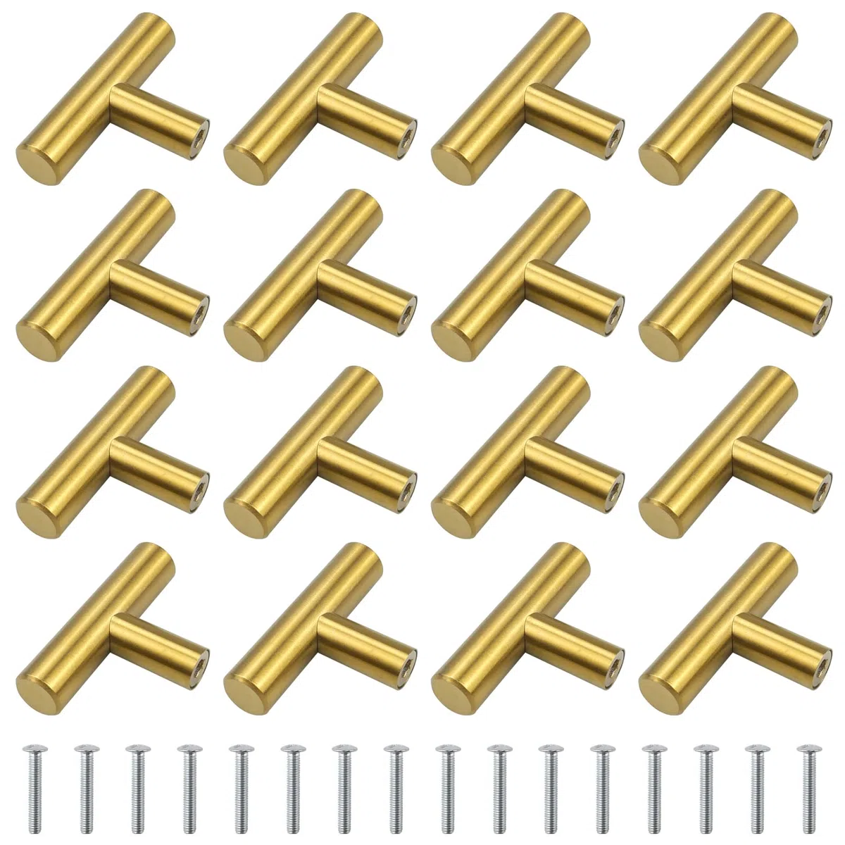 16 x Tiradores Cocina Dorados Pomos y Tiradores para Muebles 12x50mm Tiradores de Armario de Acero Inoxidable para Cocina, Cajones, Puertas, Muebles, Baños