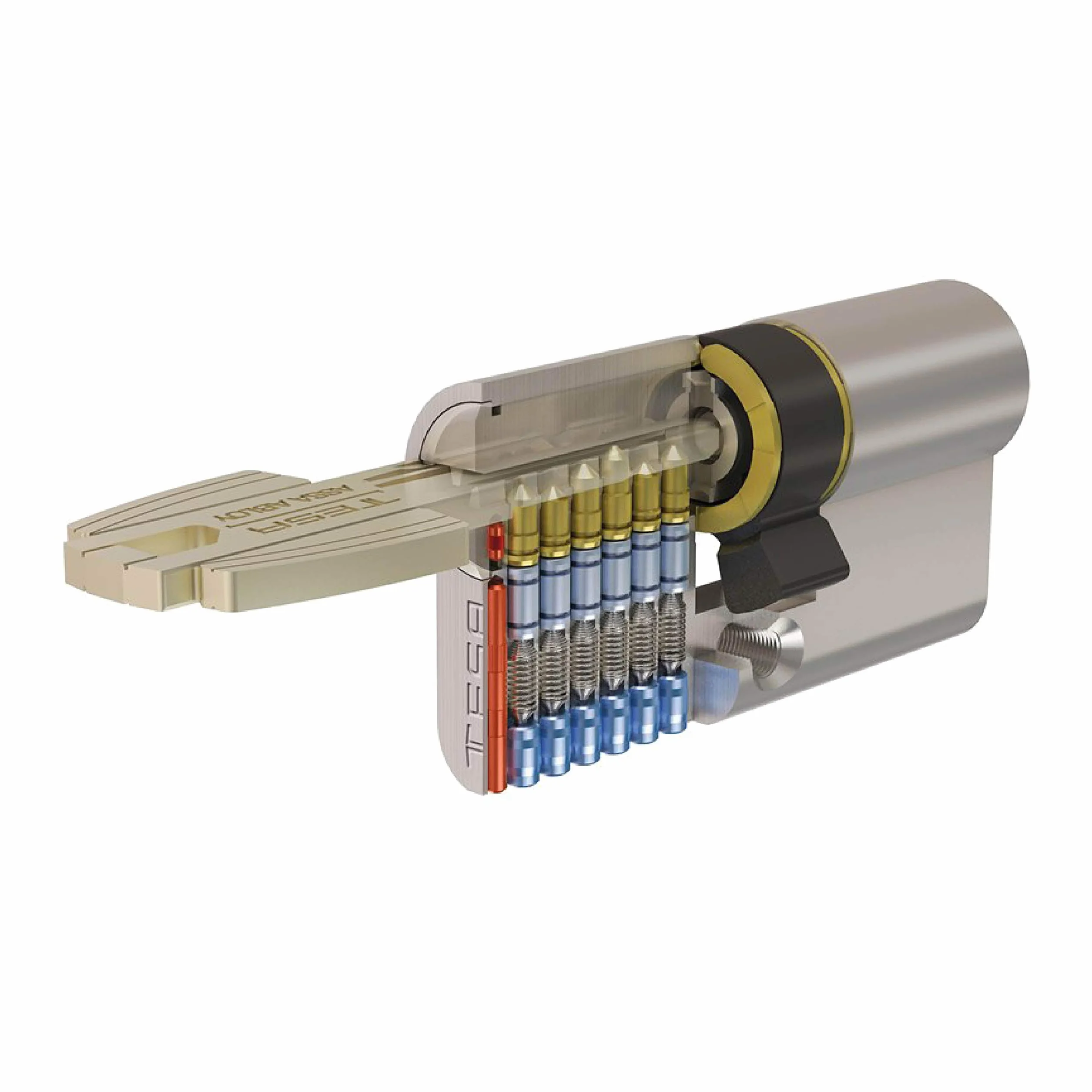 TESA T6553035L: Cilindro europeo T60, 30 x 35 mm, acabado latonado, compatible con cerraduras de perfil europeo, uso residencial y comercial, instalación sencilla, sustitución y obra nueva