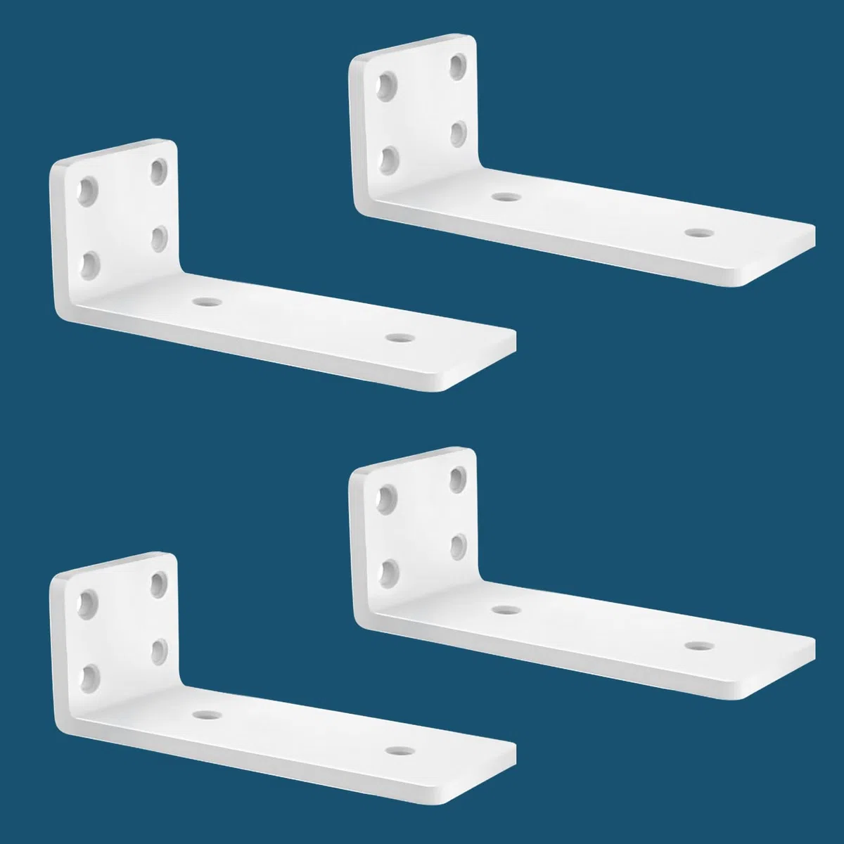 MLOQI 4 Piezas Escuadras para Estanterias, Soportes para Estantes, Escuadras Metalicas de L, Grueso de 5 mm con Tornillos Capacidad de Carga 50 kg (Blanca 15 cm)