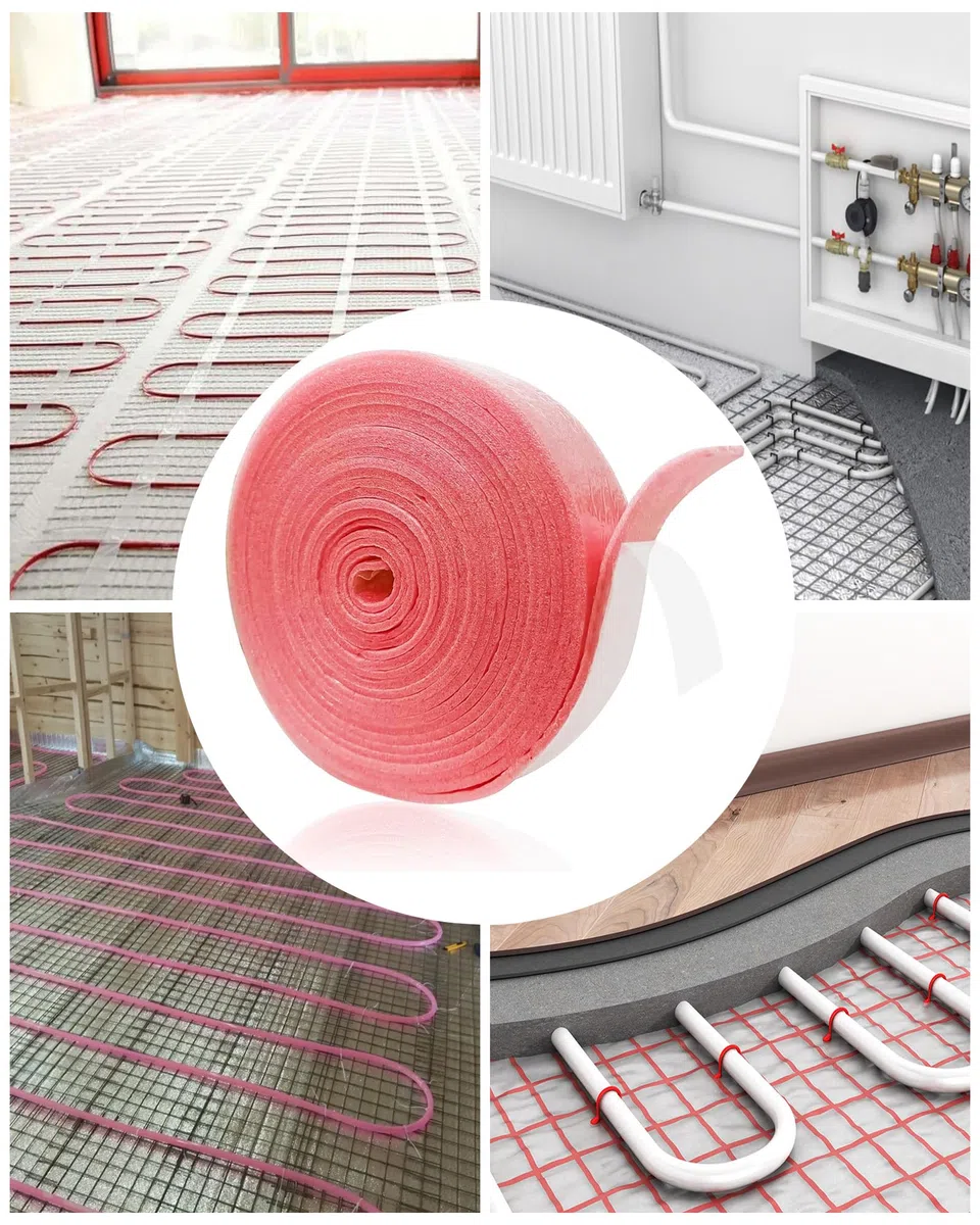 Tiras aislantes para bordes autoadhesivos: juntas de dilatación aislantes 50 mm x 5 mm x 20 m para calefacción por suelo radiante