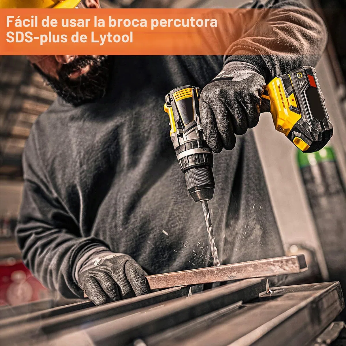 10 pieza Juego de Brocas SDS-Plus, Lytool Profesional Brocas Hormigón de Cruceta para Taladrar en Hormigón, Piedra Natural, Mampostería (5, 6, 8, 10, 12 mm)