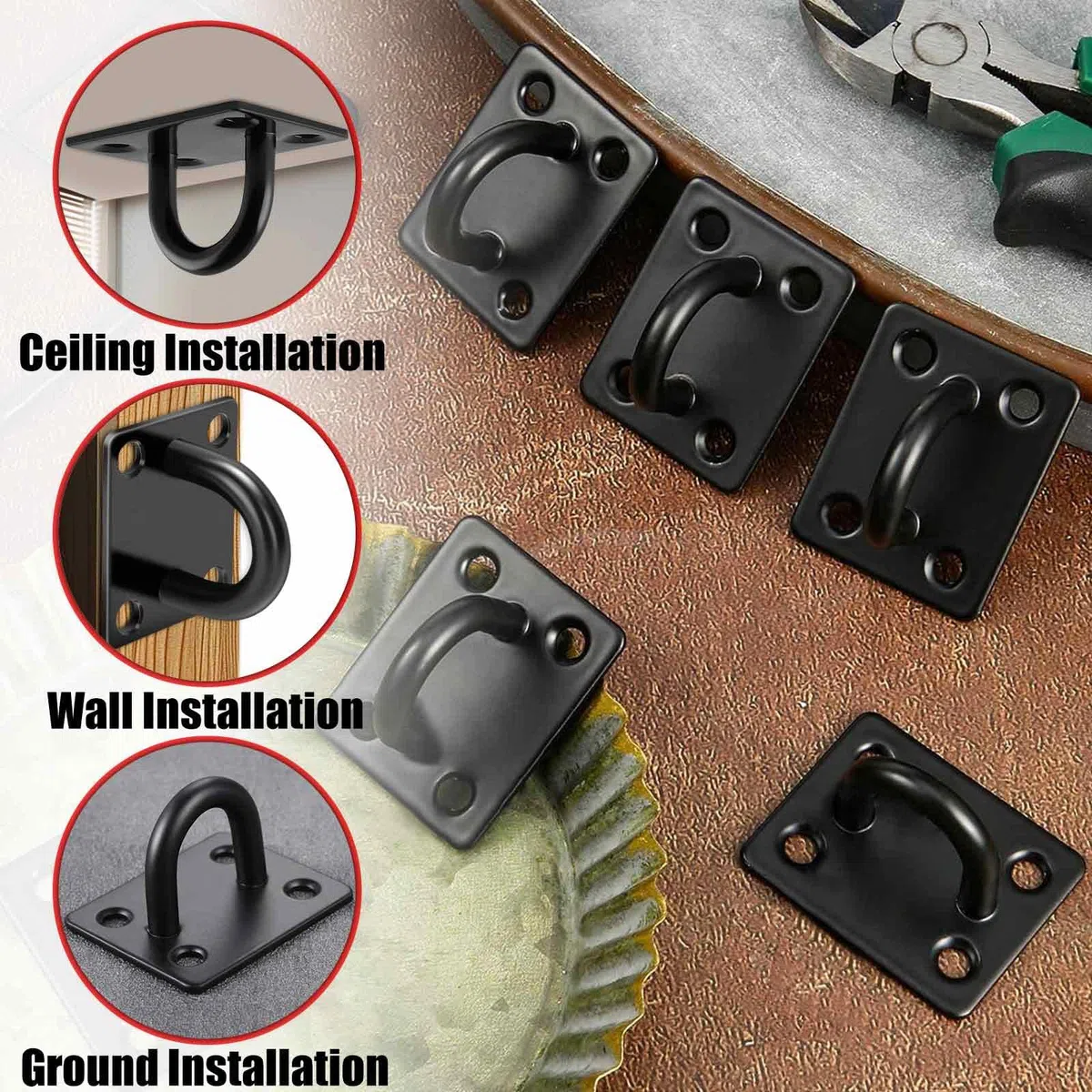 CINGHIA 10 Piezas Gancho Techo,Anclaje Pared,Gancho Pared,Ganchos de Techo para Colgar Redes,Cuerdas,Hamaca
